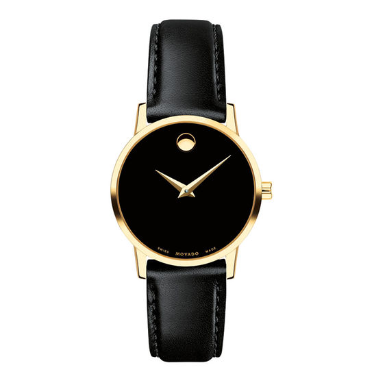 Compare Ladies Movado Museum Classic Gold Tone Strap Watch with Black Dial Model 0606877 St. Vital Centre