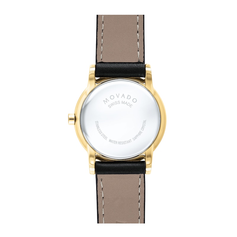 Ladies' Movado Museum® Classic Gold-Tone PVD Strap Watch with Black Dial (Model: 0607275)|Peoples Jewellers