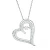 Unstoppable Love™ 0.23 CT. T.W. Diamond Tilted Double Heart Pendant in Sterling Silver