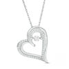 Thumbnail Image 0 of Unstoppable Love™ 0.23 CT. T.W. Diamond Tilted Double Heart Pendant in Sterling Silver