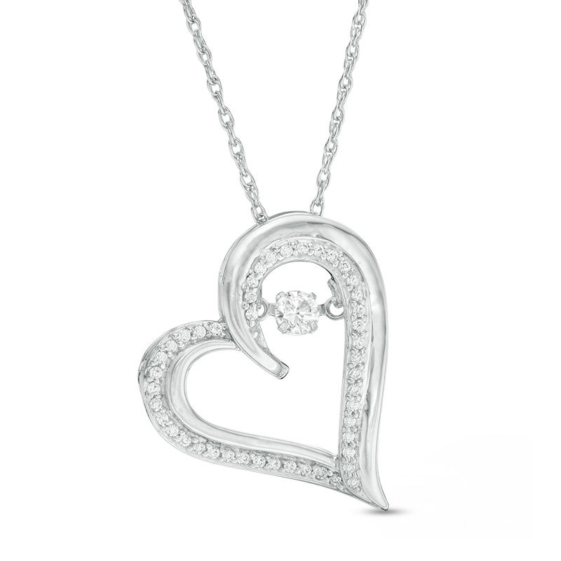 Unstoppable Love™ 0.23 CT. T.W. Diamond Tilted Double Heart Pendant in Sterling Silver