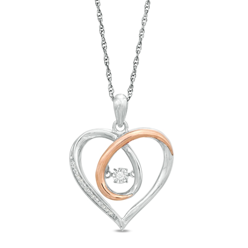 Unstoppable Love™ 0.065 CT. T.W. Diamond Looping Heart Pendant in Sterling Silver and 10K Rose Gold|Peoples Jewellers