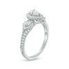 Thumbnail Image 1 of 0.95 CT. T.W. Pear-Shaped Diamond Past Present Future® Frame Vintage-Style Engagement Ring in 14K White Gold