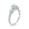 Thumbnail Image 2 of 0.95 CT. T.W. Pear-Shaped Diamond Past Present Future® Frame Vintage-Style Engagement Ring in 14K White Gold