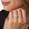 Thumbnail Image 3 of 0.95 CT. T.W. Pear-Shaped Diamond Past Present Future® Frame Vintage-Style Engagement Ring in 14K White Gold