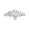 Thumbnail Image 6 of 0.95 CT. T.W. Pear-Shaped Diamond Past Present Future® Frame Vintage-Style Engagement Ring in 14K White Gold