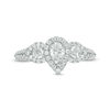 Thumbnail Image 7 of 0.95 CT. T.W. Pear-Shaped Diamond Past Present Future® Frame Vintage-Style Engagement Ring in 14K White Gold