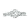 Thumbnail Image 5 of 1.00 CT. T.W. Certified Oval Diamond Frame Engagement Ring in 14K White Gold (I/SI2)