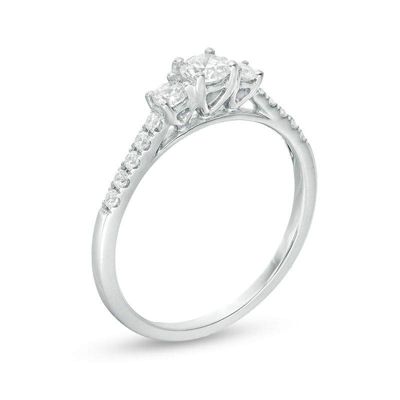 Main Image 2 of 0.46 CT. T.W. Diamond Past Present Future® Engagement Ring in 10K White Gold
