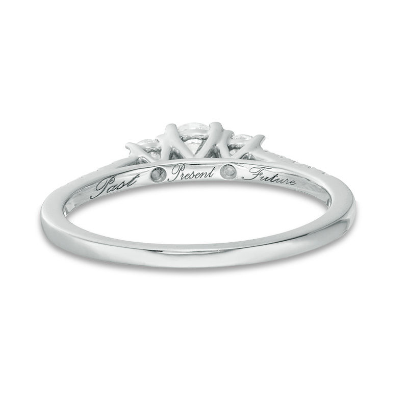 0.46 CT. T.W. Diamond Past Present Future® Engagement Ring in 10K White Gold