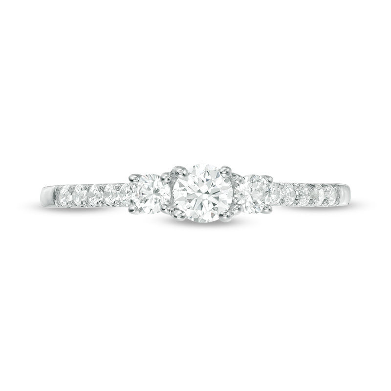 0.46 CT. T.W. Diamond Past Present Future® Engagement Ring in 10K White Gold