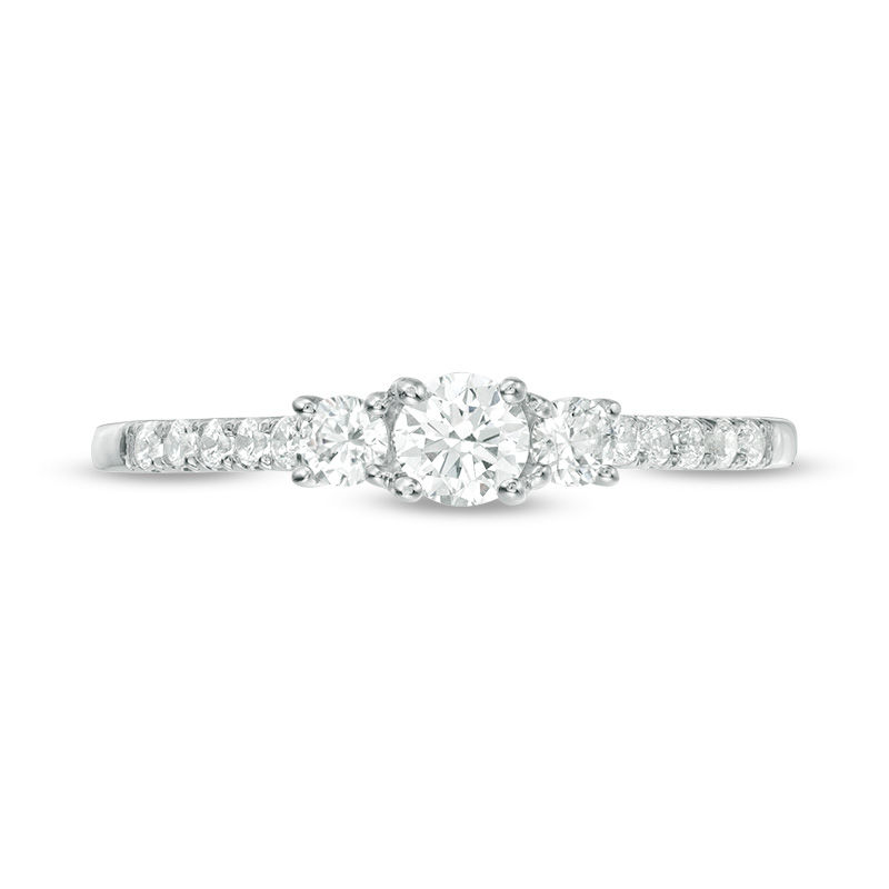 Main Image 6 of 0.46 CT. T.W. Diamond Past Present Future® Engagement Ring in 10K White Gold