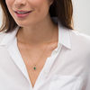 Thumbnail Image 2 of Oval Emerald and 0.15 CT. T.W. Diamond Double Cushion Frame Drop Pendant in 10K Gold