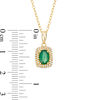 Thumbnail Image 3 of Oval Emerald and 0.15 CT. T.W. Diamond Double Cushion Frame Drop Pendant in 10K Gold