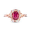 Thumbnail Image 3 of Oval Ruby and 0.15 CT. T.W. Diamond Double Cushion Frame Ring in 10K Rose Gold