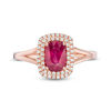 Thumbnail Image 4 of Oval Ruby and 0.15 CT. T.W. Diamond Double Cushion Frame Ring in 10K Rose Gold