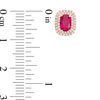 Thumbnail Image 3 of Oval Ruby and 0.23 CT. T.W. Diamond Double Cushion Frame Stud Earrings in 10K Rose Gold