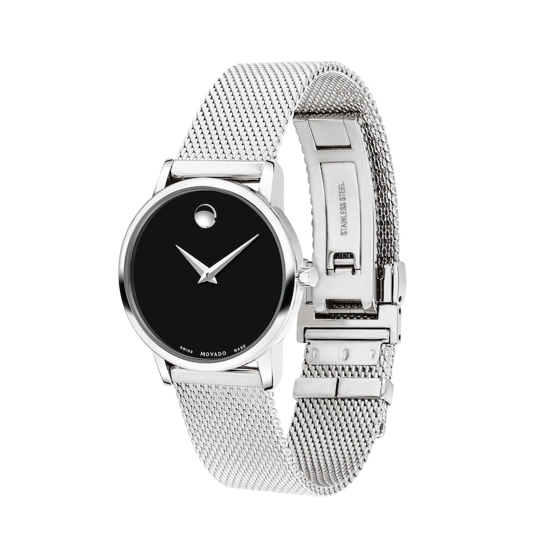 Main Image 3 of Ladies' Movado Museum® Classic Mesh Watch with Black Dial (Model: 0607220)