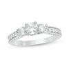 Thumbnail Image 1 of 0.69 CT. T.W. Diamond Three Stone Vintage-Style Engagement Ring in 10K White Gold