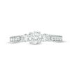 Thumbnail Image 6 of 0.69 CT. T.W. Diamond Three Stone Vintage-Style Engagement Ring in 10K White Gold