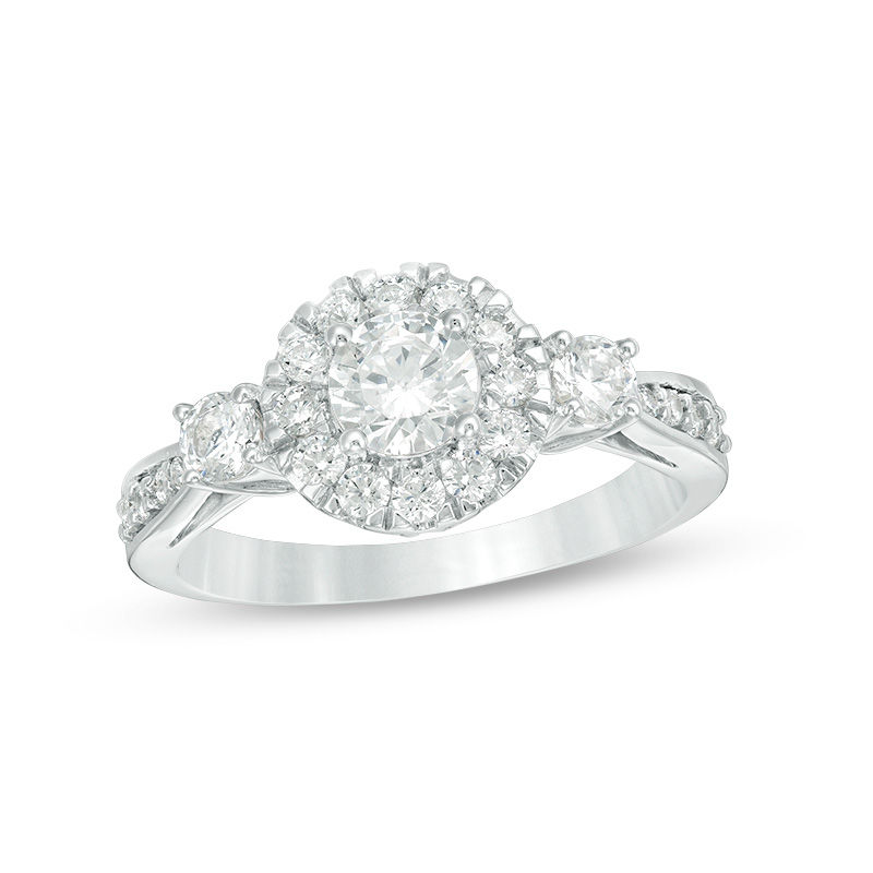 0.95 CT. T.W. Diamond Frame Three Stone Engagement Ring in 10K White Gold|Peoples Jewellers