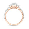 Thumbnail Image 4 of 0.95 CT. T.W. Diamond Three Stone Braid Engagement Ring in 10K Rose Gold