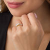 Thumbnail Image 3 of 0.95 CT. T.W. Diamond Three Stone Two Row Engagement Ring in 10K Gold