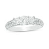 Thumbnail Image 1 of 0.95 CT. T.W. Diamond Three Stone Two Row Engagement Ring in 10K White Gold
