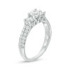 Thumbnail Image 2 of 0.95 CT. T.W. Diamond Three Stone Two Row Engagement Ring in 10K White Gold