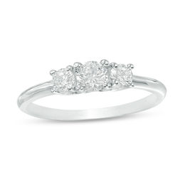 0.45 CT. T.W. Diamond Three Stone Engagement Ring in 10K White Gold