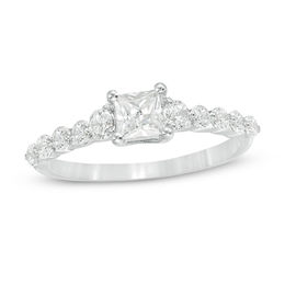 0.95 CT. T.W. Princess-Cut Diamond Three Stone Engagement Ring in 10K White Gold