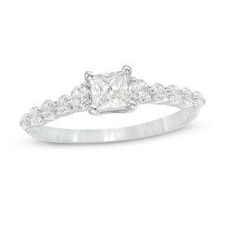 0.95 CT. T.W. Princess-Cut Diamond Three Stone Engagement Ring in 10K White Gold