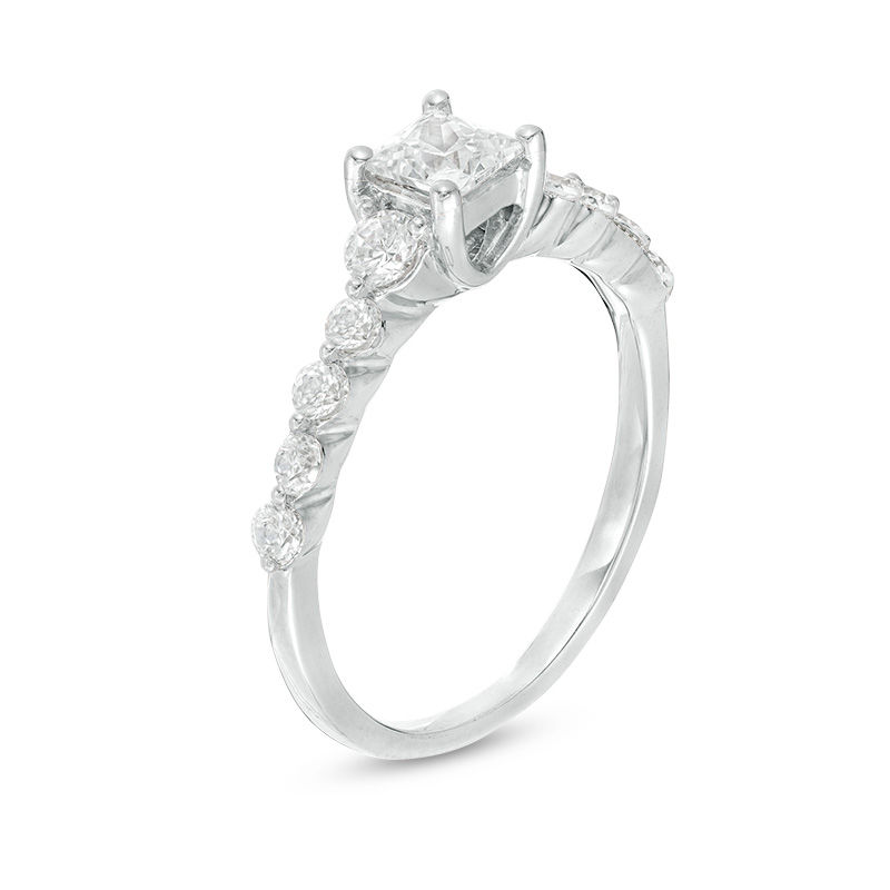 0.95 CT. T.W. Princess-Cut Diamond Three Stone Engagement Ring in 10K White Gold