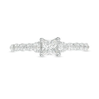 0.95 CT. T.W. Princess-Cut Diamond Three Stone Engagement Ring in 10K White Gold