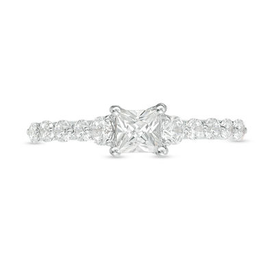 0.95 CT. T.W. Princess-Cut Diamond Three Stone Engagement Ring in 10K White Gold