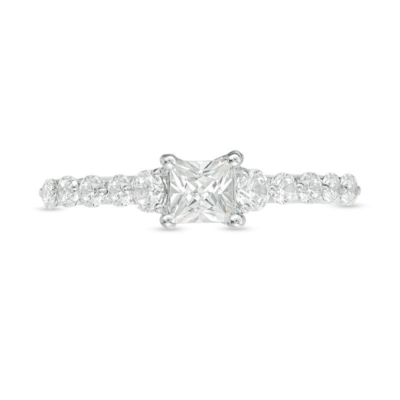 0.95 CT. T.W. Princess-Cut Diamond Three Stone Engagement Ring in 10K White Gold