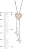 Thumbnail Image 2 of Diamond Accent Heart and Heartbeat Lariat Bolo Necklace in Sterling Silver and 10K Rose Gold - 26.5&quot;