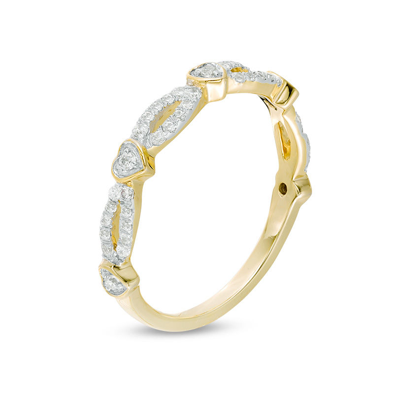 0.23 CT. T.W. Diamond Alternating Heart Stackable Band in 10K Gold