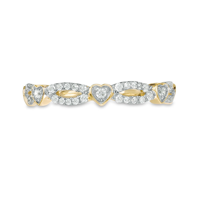 0.23 CT. T.W. Diamond Alternating Heart Stackable Band in 10K Gold