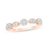 Thumbnail Image 0 of 0.18 CT. T.W. Composite Diamond Flower and Leaf Stackable Band in 10K Rose Gold