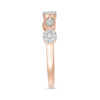 Thumbnail Image 3 of 0.18 CT. T.W. Composite Diamond Flower and Leaf Stackable Band in 10K Rose Gold
