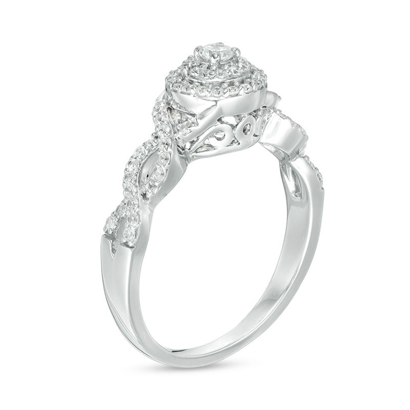 0.37 CT. T.W. Diamond Double Frame Twist Ring in 10K White Gold