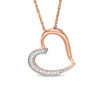 Thumbnail Image 0 of 0.04 CT. T.W. Diamond Tilted Heart Pendant in 10K Rose Gold