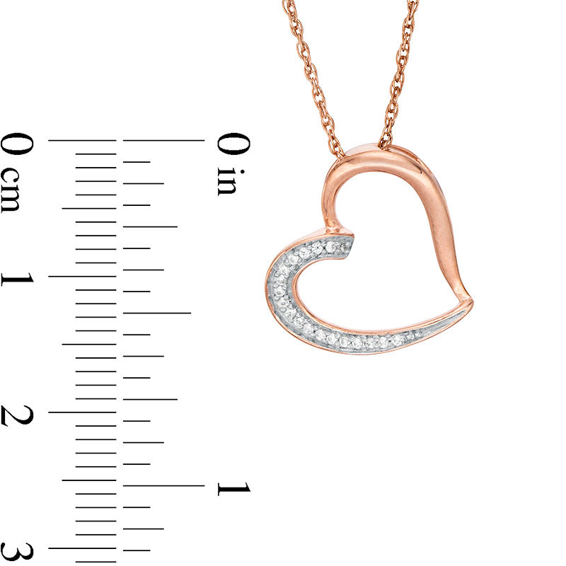 0.04 CT. T.W. Diamond Tilted Heart Pendant in 10K Rose Gold