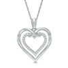 Thumbnail Image 0 of 0.115 CT. T.W. Diamond Intertwined Double Heart Pendant in Sterling Silver