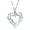 Thumbnail Image 1 of 0.115 CT. T.W. Diamond Intertwined Double Heart Pendant in Sterling Silver