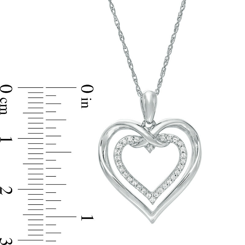 0.115 CT. T.W. Diamond Intertwined Double Heart Pendant in Sterling Silver