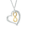 Thumbnail Image 0 of 0.04 CT. T.W. Diamond Looped Infinity Tilted Heart Pendant in Sterling Silver and 10K Gold