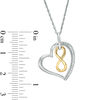 Thumbnail Image 1 of 0.04 CT. T.W. Diamond Looped Infinity Tilted Heart Pendant in Sterling Silver and 10K Gold