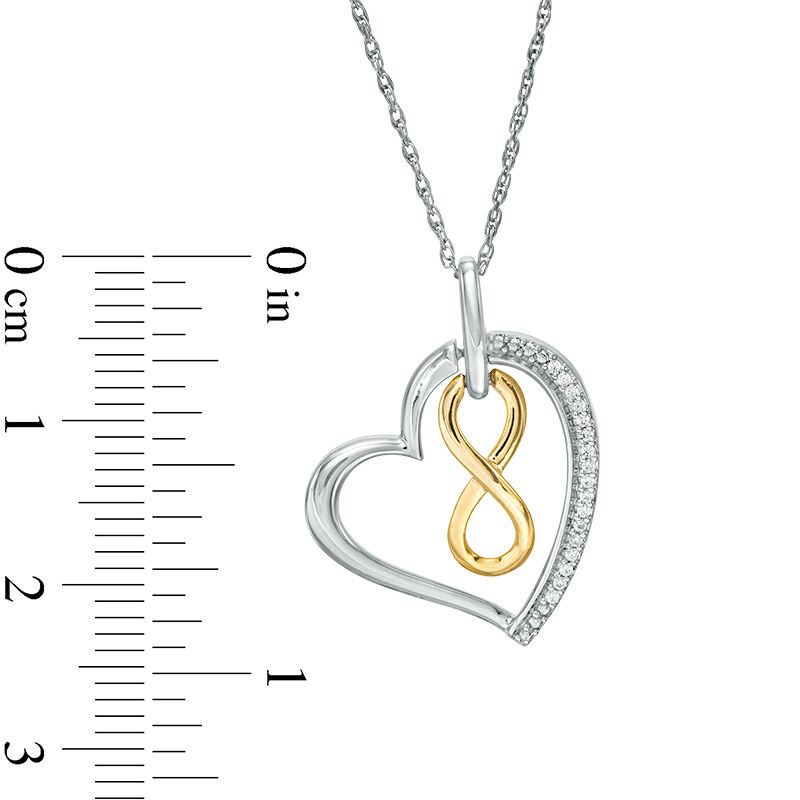 0.04 CT. T.W. Diamond Looped Infinity Tilted Heart Pendant in Sterling Silver and 10K Gold